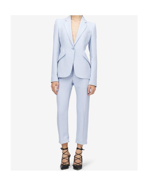 McQueen Blue Single Breasted Tailored Blazer