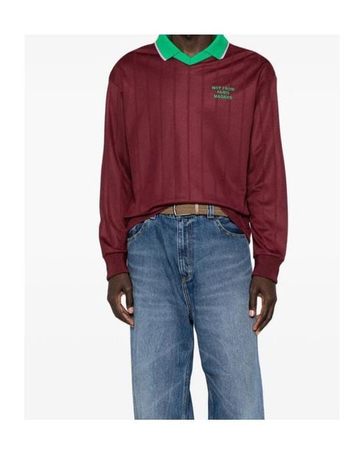Drole de Monsieur Red Long-Sleeve Polo Shirt for men