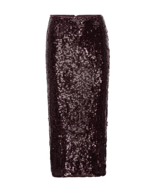 ROTATE BIRGER CHRISTENSEN Purple Burgundy Midi Skirt With Sequined Finish