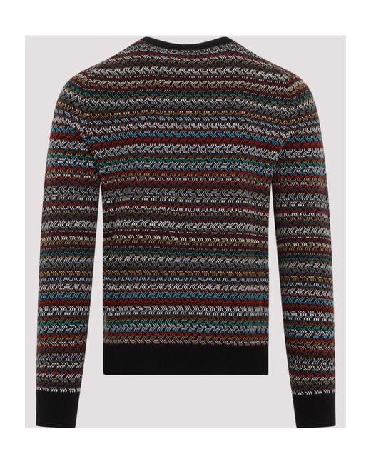 Paul Smith Gray Pattern-Intarsia Knitted Jumper for men