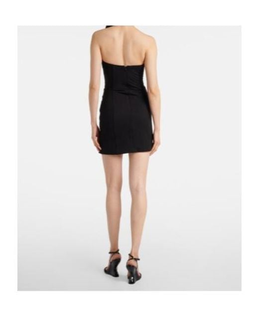 Area Black Embellished Draped Jersey Bustier Dress