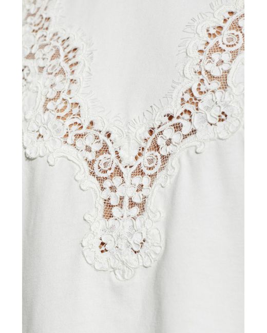 Stella McCartney White Lace-Detailed Crewneck T-Shirt