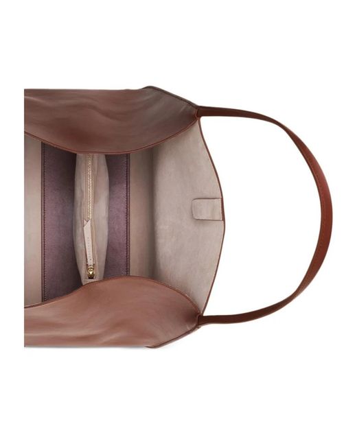 Lanvin Brown Leather Clasp-Closure Tote Bag