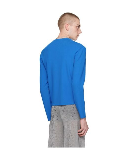 MARINE SERRE Blue Core Round-Neck Sweater for men