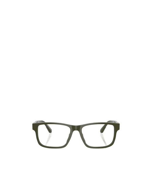 Emporio Armani White Rectangle-Frame Glasses for men