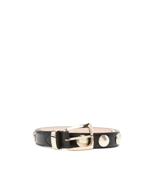 Khaite White Stud-Detailed Buckled Belt