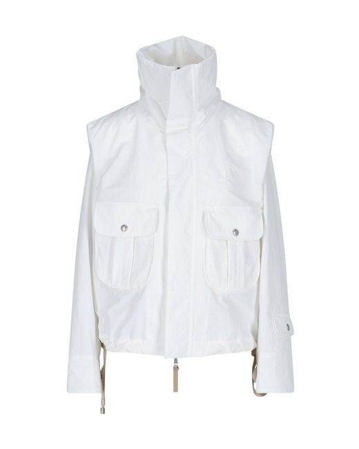 Moncler White High-Necked Casual Jacket