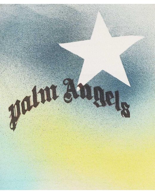 Palm Angels Blue Sprayed Stars Crewneck T-Shirt for men
