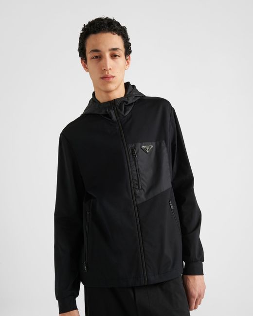 Prada Blue Technical Cotton And Re-Nylon Cardigan for men