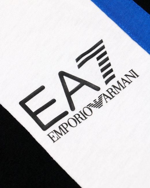 EA7 Black Logo Printed Round Collar T-Shirt for men