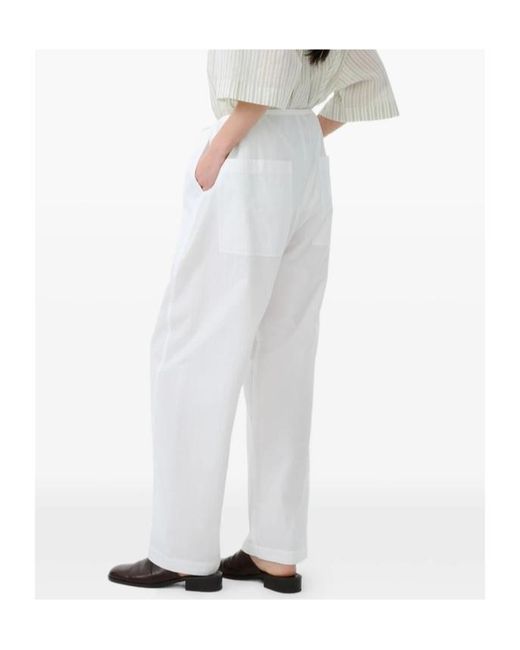 Studio Nicholson White Drawstring Waist Casual Pants