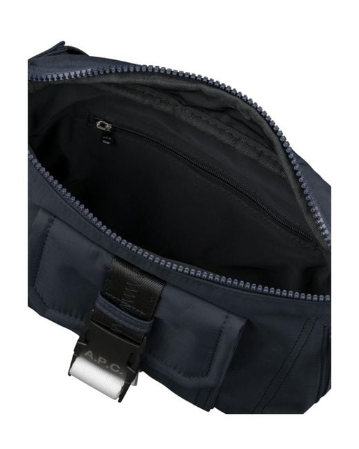 A.P.C. Blue Logo Patch Buckled Belt Bag for men