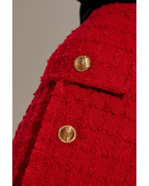 Versace Red Heritage Mid-Rise Tweed Mini Skirt