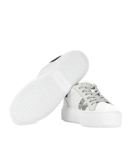 Hogan White Crosswind Lace-Up Sneakers