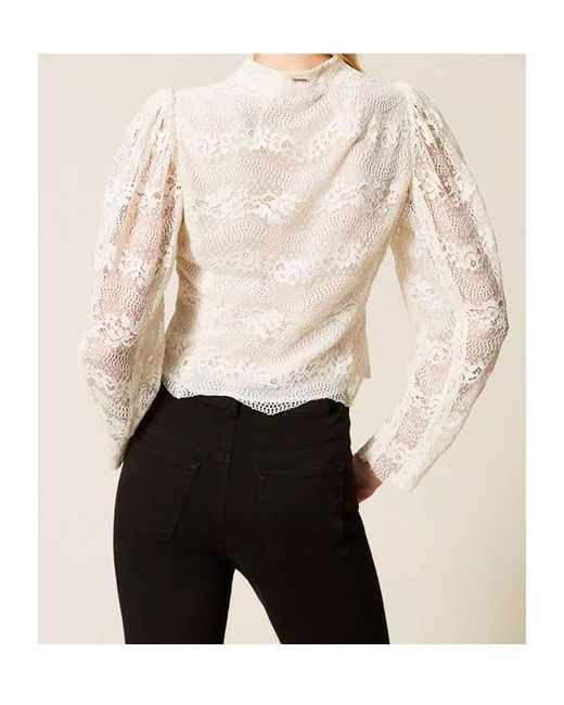 Twinset White Madreperla Lace Shirt