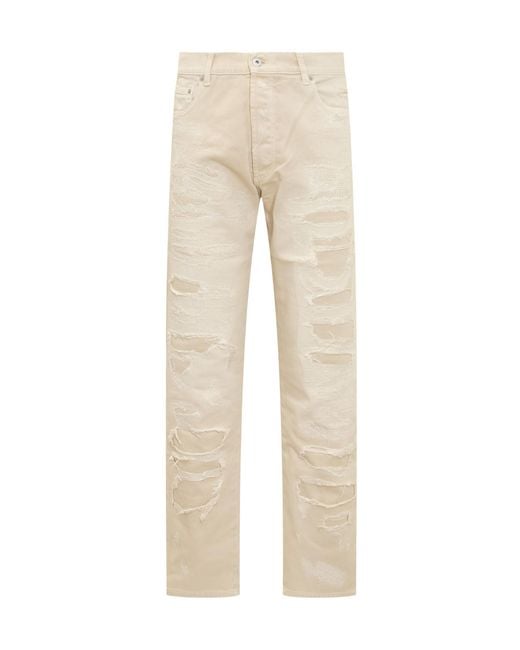 Heron Preston Natural Straight-Leg Logo Patch Distressed Jeans for men