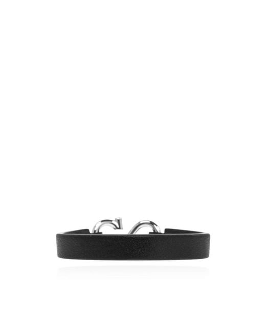 Ferragamo White Ferragamo Gancini Hook Bracelet for men
