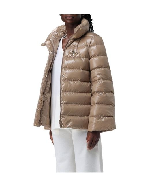 Fay Brown Quilted Stand-Collar Down Jacket