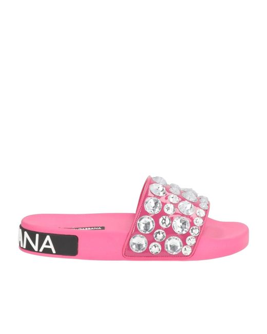 Dolce & Gabbana Pink Slides And Slippers