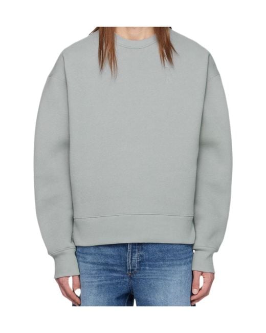 AMI Gray Ami De Coeur Long-Sleeved Crewneck Sweatshirt for men