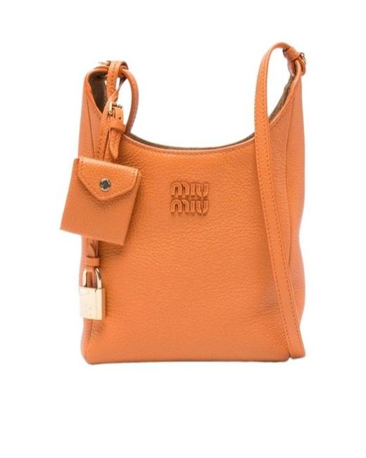 Miu Miu Orange Leather Bucket Bag