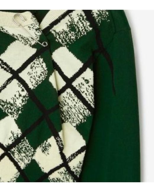 Burberry Green Argyle Knitted Cropped Crewneck Jumper