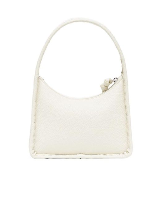 Fendi White Mini Fendessence Logo Plaque Tote Bag