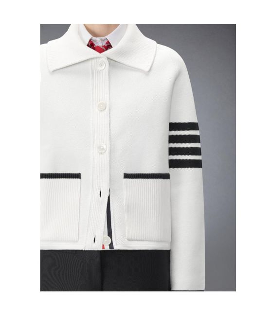 Thom Browne White 4-Bar-Stripe Jacket