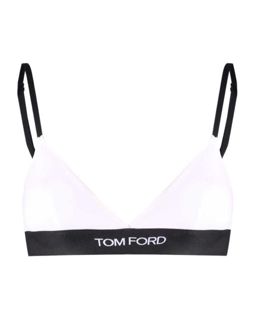 Tom Ford White Logo-Band Triangle Bra