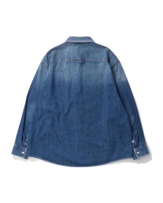 Marni Blue Logo-Embroidered Chest-Pocket Shirt Jacket for men
