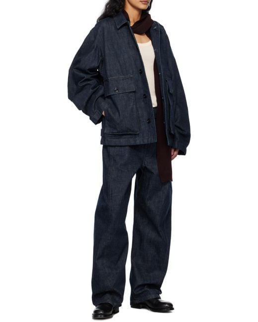 Lemaire Blue Boxy Collared Button-Up Denim Jacket