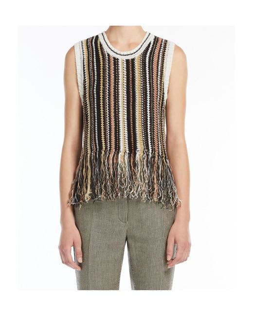 Weekend by Maxmara Multicolor Linen Top With Fringes