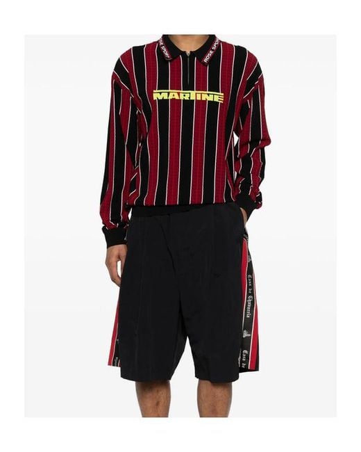 Martine Rose Red Striped Polo Shirt for men