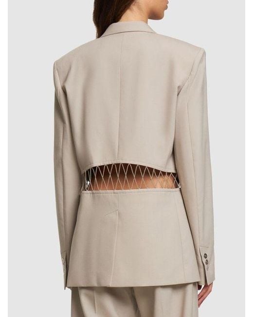 Dion Lee Natural Single-Breasted Wool Interwoven Suit Jacket