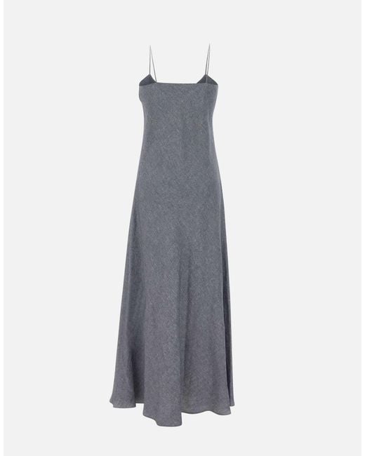Eleventy Gray Flared V-Neck Maxi Dress