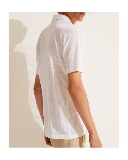 Loro Piana White Short-Sleeved Polo Shirt for men