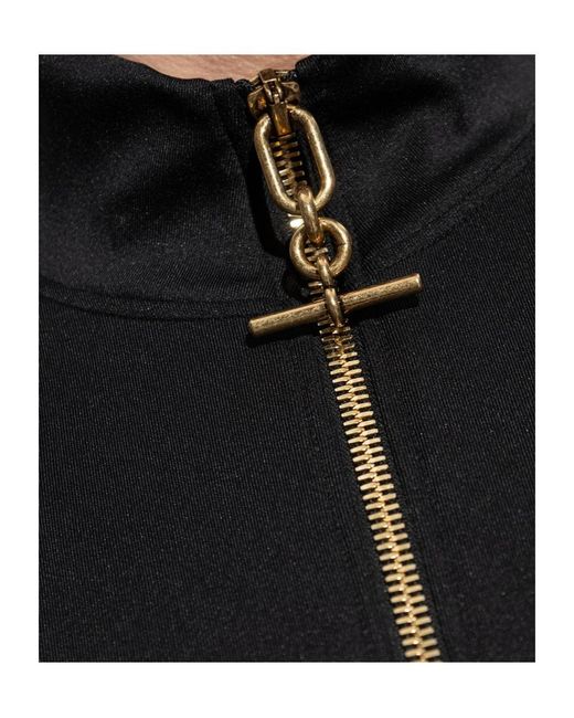 Balmain Blue Zip-Up T-Bar-Detail Track Jacket for men