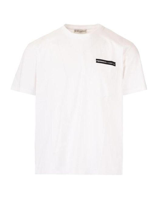 Givenchy White Ribbon Trimmed Logo T-Shirt for men