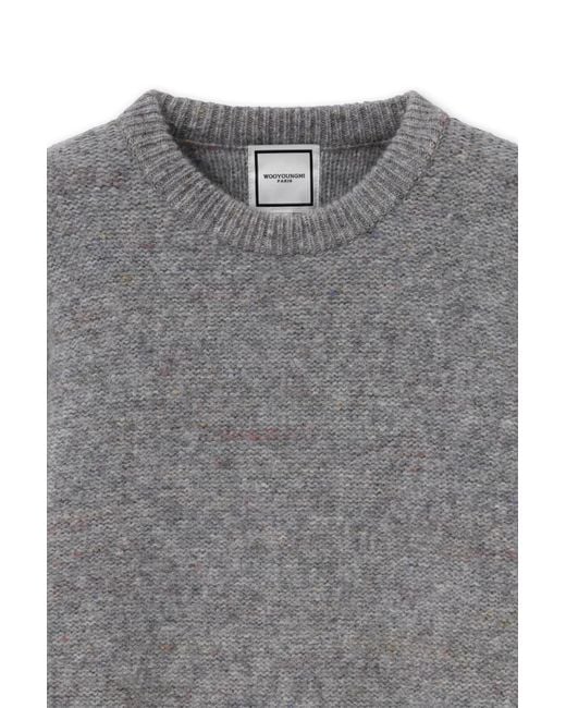 Wooyoungmi Gray Mélange-Effect Knitted Sweater for men