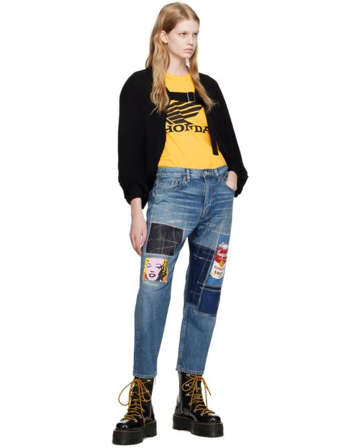 Junya Watanabe Blue Patchwork Jeans for men