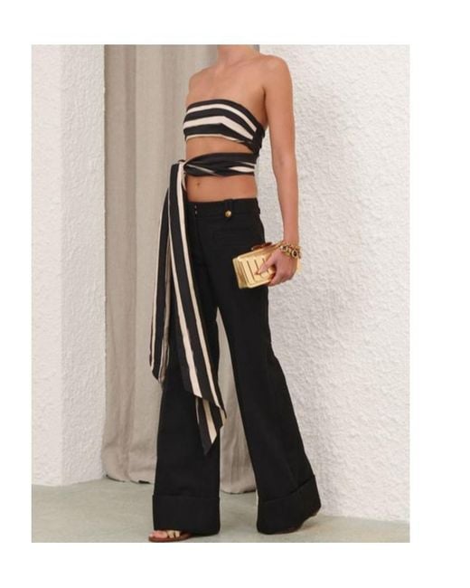 Zimmermann Black Rebellion Low-Rise Flare Pant