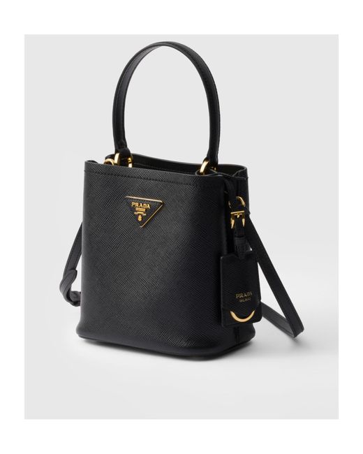 Prada Black Triangle-Logo Bucket Bag