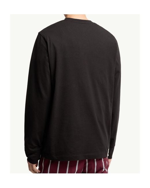 Moncler Black Tricolor Logo Long Sleeve Cotton T-Shirt for men