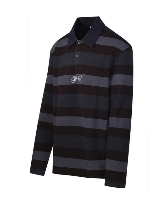 Off-White c/o Virgil Abloh Blue Long-Sleeve Polo Shirt for men