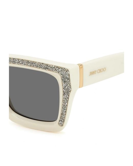 Jimmy Choo White Eyewear Rectangular Frame Sunglasses
