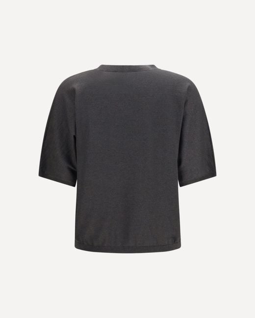 Brunello Cucinelli Gray Short-Sleeve Round-Neck Cashmere T-Shirt