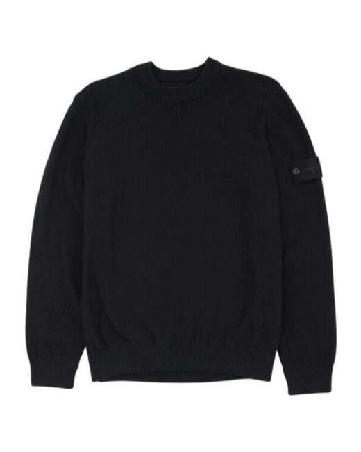 Stone Island Black Compass Patch Knitted Jumper for men