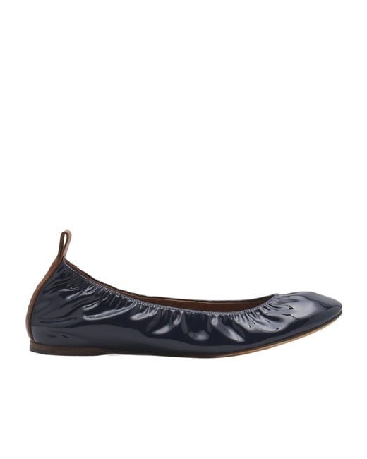 Lanvin Blue Ruched Detail Ballerina Shoes