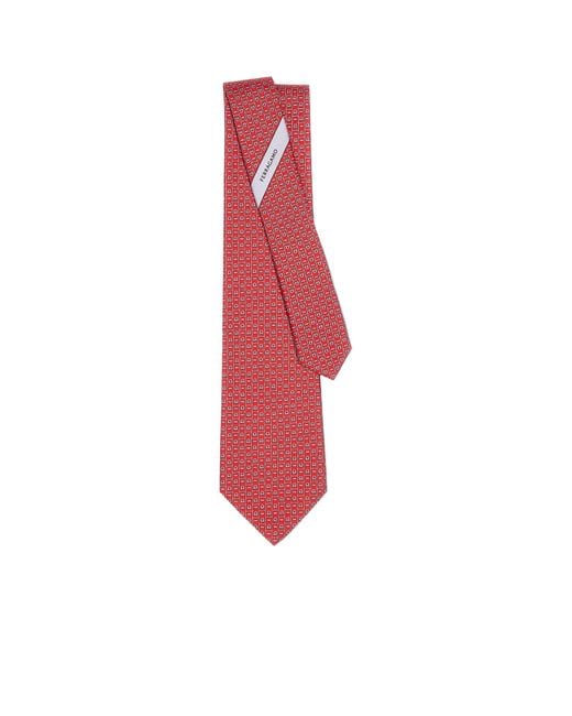 Ferragamo Red Ferragamo Gancini Printed Tie for men