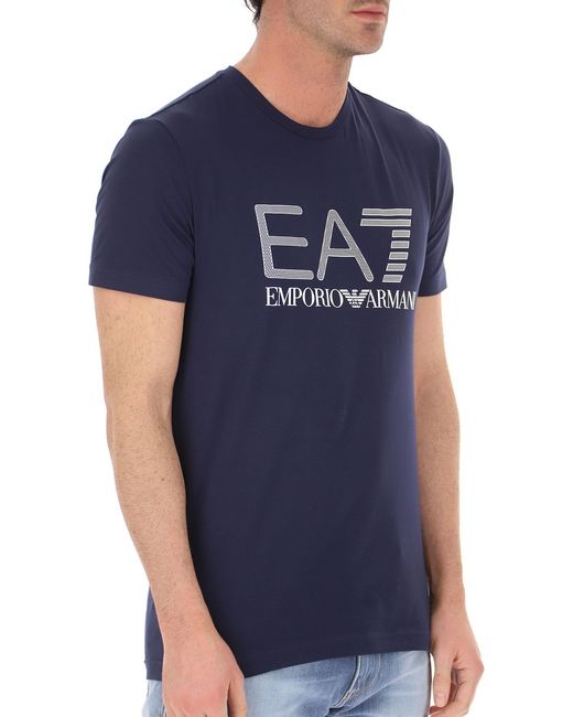 EA7 Blue Logo Printed T-Shirt for men